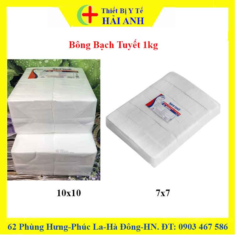 Bông Gòn cắt miếng Sẵn Vệ Sinh cho bé 7x7, 10 x 10 - Chính hãng Bông Bạch Tuyết