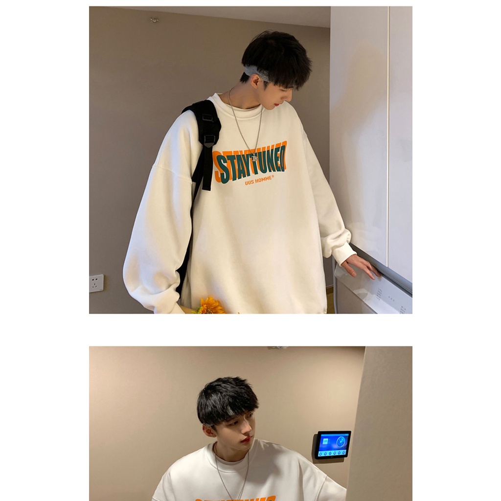 Áo Sweater trắng đen nam nữ chất nỉ, dạng rộng, hoạ tiêt in chữ. | BigBuy360 - bigbuy360.vn