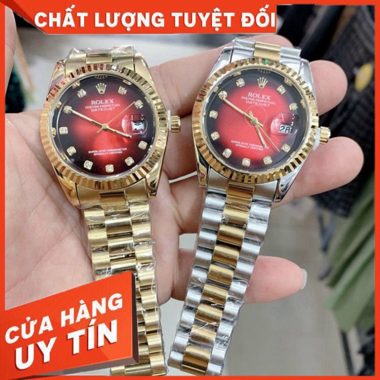 (Thẻ bảo hành 12 tháng) Đồng Nam Rolex mã RL156 dây đặc nguyên khối, mạ không rỉ (rolex.viền trơn)