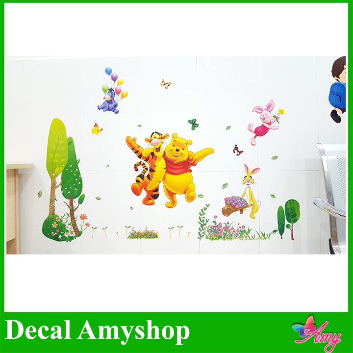 (Freeship 50k) Decal dán trang trí tường phòng bé yêu hình gấu POOH ngộ nghĩnh dễ thương AmyShop