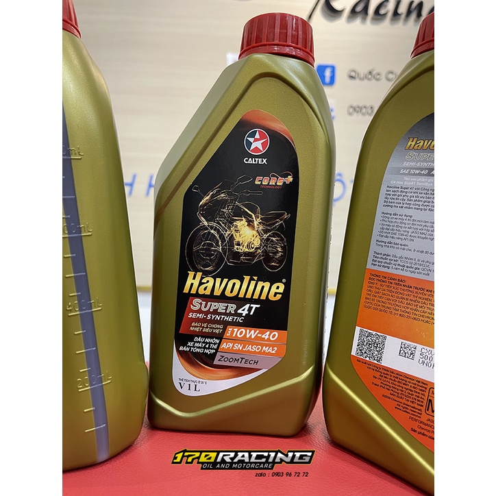 Nhớt Xe Máy CALTEX HAVOLINE SUPER 4T SEMI- SYNTHETIC SAE 10W40 - Dung Tích 800ML - 1000 ML