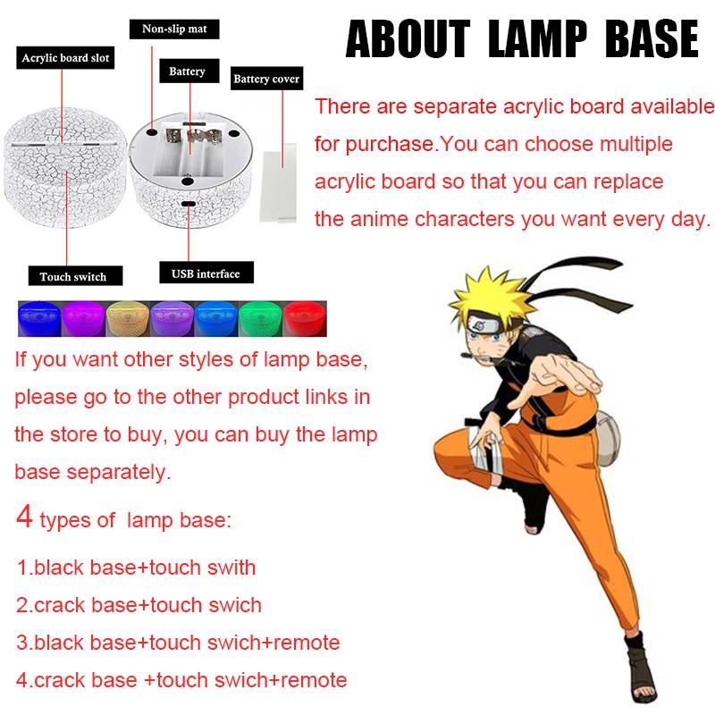 Đèn Led Ngủ 3d Hình Nhân Vật Anime Naruto Độc Đáo (Có bán lẻ)