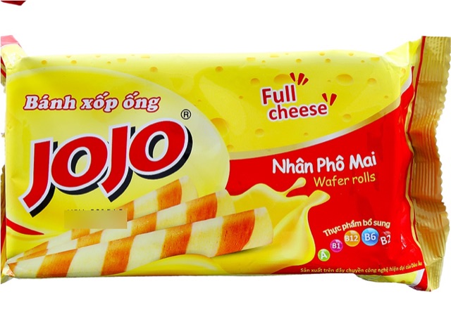 Bánh quế Jojo nhân kem vị Phô Mai/ matcha/ cam/ lá dứa 125g