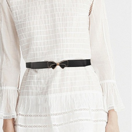 Thắt lưng da bản nhỏ phối khóa tròn thời trang cho nữ