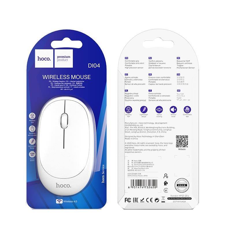 Chuột bluetooth OLAPLE Hoco DI04 màu trắng KẾT NỐI KHÔNG DÂY, Khoảng cách hoạt động lên tới 10m, tần số 2.4GHz