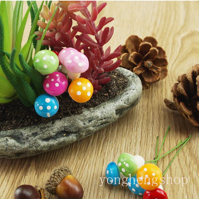 Set 5 mô hình nấm Mini nhiều màu trang trí bánh kem sinh nhật DIY