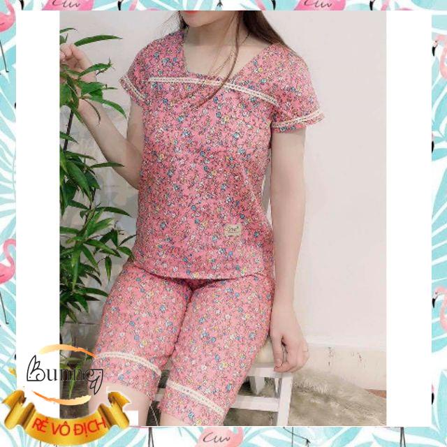[BUNNYSKY] Đồ bộ mặc nhà hoa nhí lửng siêu đẹp, quần áo nữ sau sinh