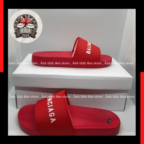 Dép nam nữ balenciaga quai ngang màu đỏ đế bằng CÓ CHỮ bản cao cấp loại 1 cao su dẻo chống trơn - Đen store