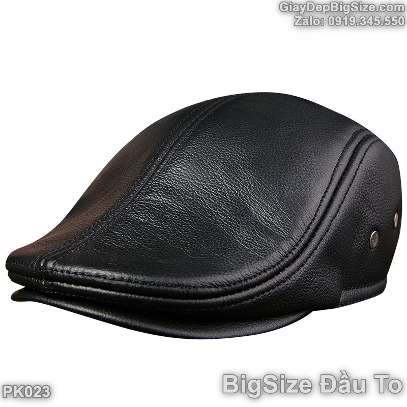 Mũ nồi da thật, nón beret big size cỡ lớn cho nam đầu to (chu vi 61-63cm)