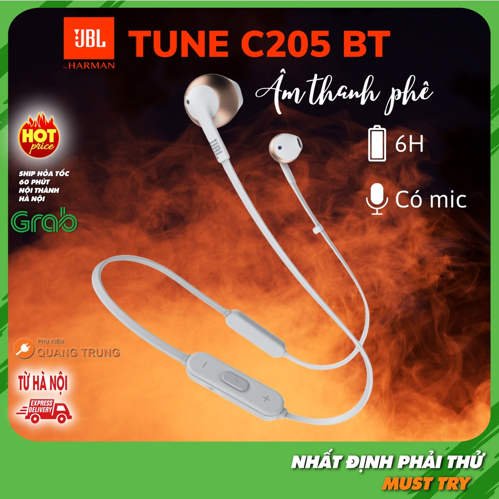 Tai nghe bluetooth JBL C205 tune, có mic đàm thoại, âm thanh cực hay, thời gian đàm thoại 6h