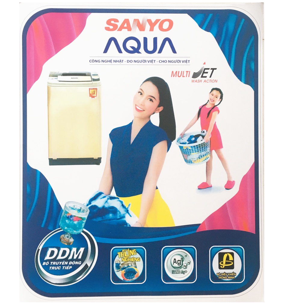 Miếng dán máy giặt Sanyo, Aqua [TẶNG BĂNG KEO HAI MẶT] tem dán máy giặt Aqua, Sanyo chọn mẫu như hình