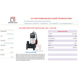 Máy bơm chìm hút nước thải Mastra MST-150
