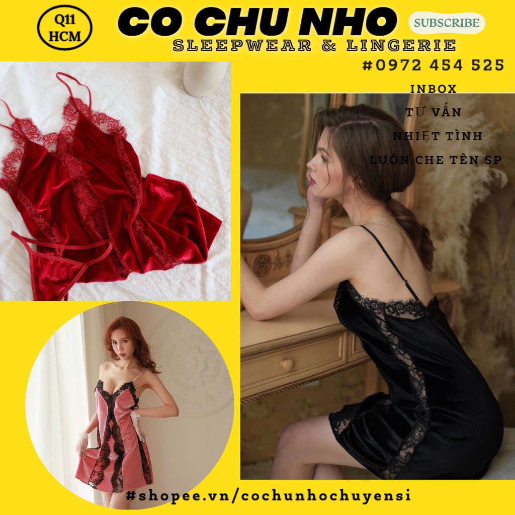 ♥️[Q11.HCM] ♥️ LL220 HÀNG CAO CẤP - VÁY NGỦ SEXY CHẤT NHUNG CAO CẤP - Váy ngủ gợi cảm