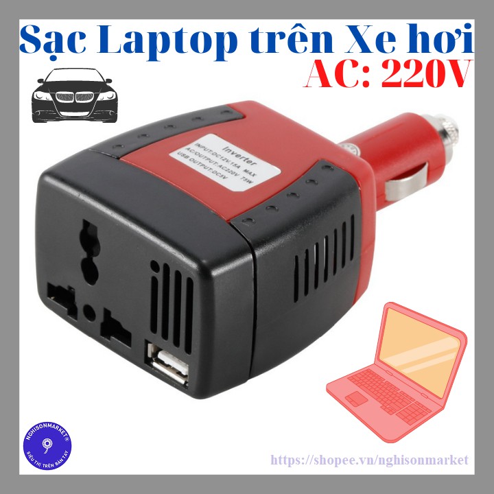 Sạc laptop trên Ô tô Ac 220v