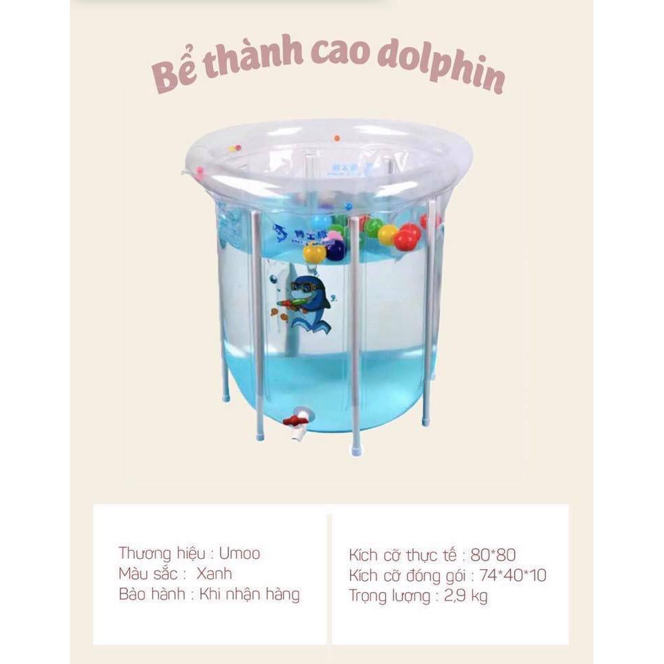 free ship !!! (CHÍNH HÃNG DOCTOR DOLPHIN) BỂ BƠI 9BABY THÀNH CAO 9BABY  SIZE ĐẠI 80 X 80 CM