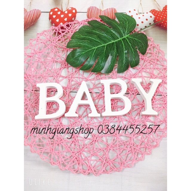 Giang Decor Sét chữ BABY gỗ trắng phụ kiện chụp ảnh quần áo trẻ em