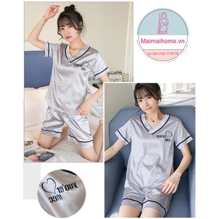 ĐỒ NGỦ (BỘ) XÁM TRƠN Lụa satin [MAIMAIHOME]