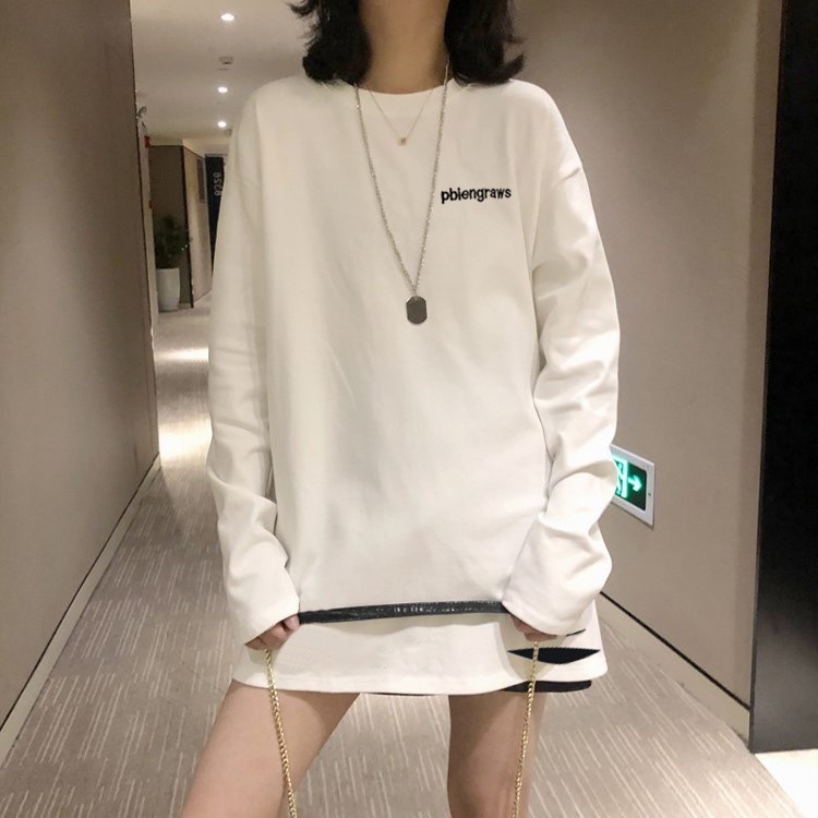 NRVP Áo Thun Nữ Tay Dài 100% Cotton Thời Trang Hàn Quốc