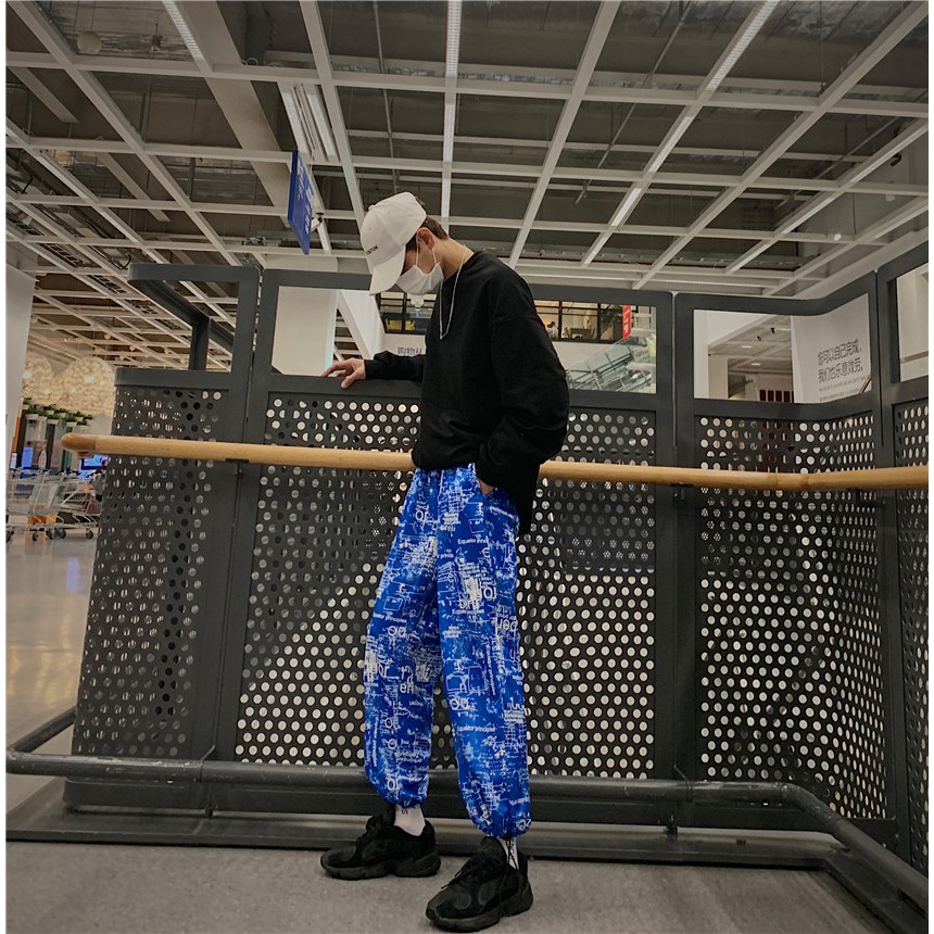 [Hàng Có Sẵn] Miễn Phí Giao Hàng Thật Quần Dài Hip Hop In Hình Phong Cách Harajuku Hàn Quốc Dễ Phối Đồ