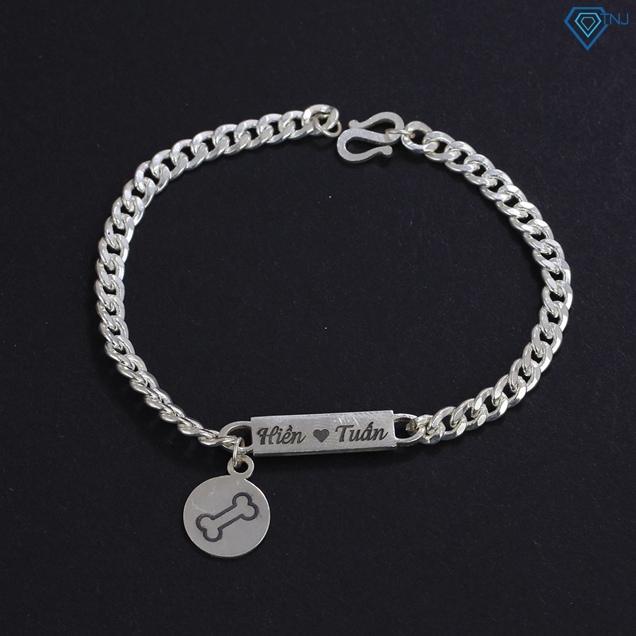 Vòng tay cặp đôi nam nữ bạc khắc tên theo yêu cầu LTD0028 Trang Sức TNJ