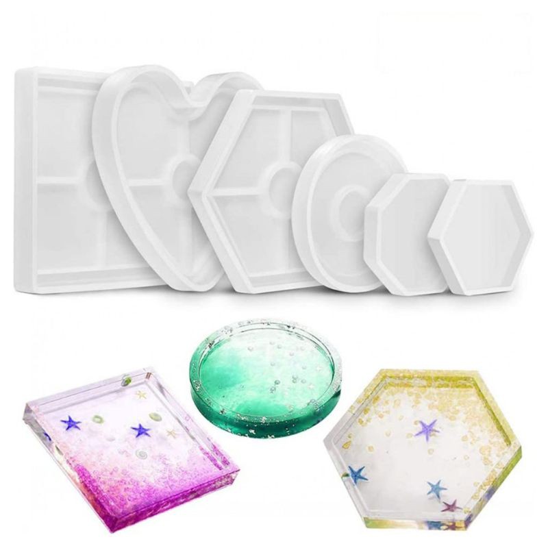 Set 4/6 khuôn silicon dùng làm miếng đồ trang sức DIY nhiều kiểu dáng tiện dụng