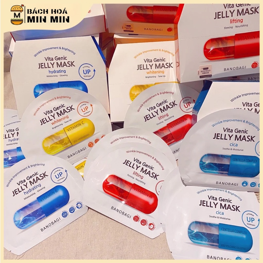 Mặt nạ giấy Dưỡng ẩm, Dưỡng trắng, Giảm mụn, Phục hồi da Hàn Quốc BANOBAGI bổ sung Vitamin A, B C, E 30ml - Lẻ 1 miếng