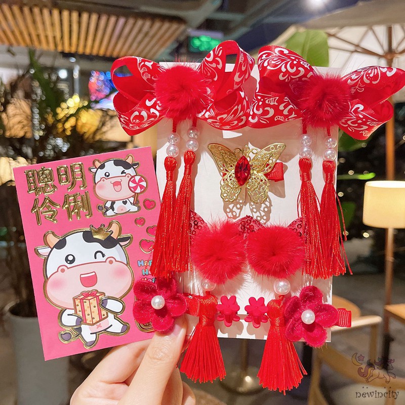 Set Kẹp Tóc Tua Rua Xinh Xắn Cho Bé Gái