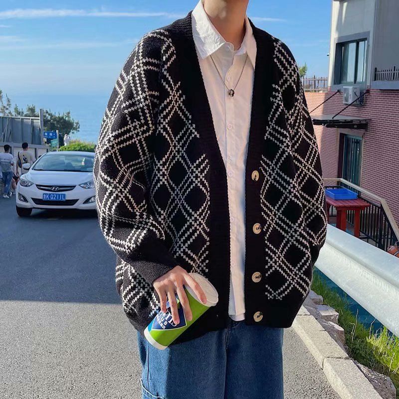 Áo Khoác Cardigan Len Dáng Rộng Dài Tay Phong Cách Hàn Quốc Thời Trang Mùa Đông Dành Cho Nam