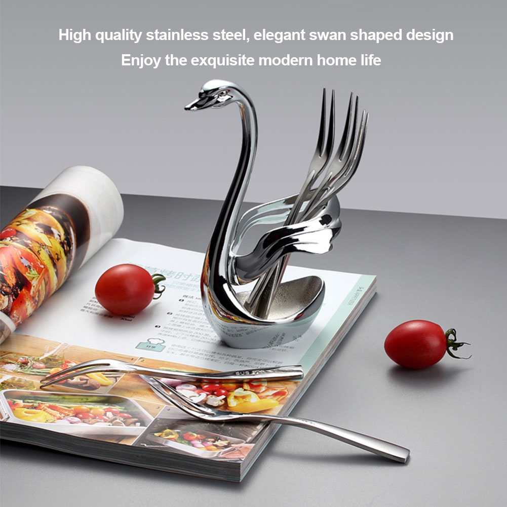 Swan Shaped Kitchen Coffee Utensils Set Stand Holder