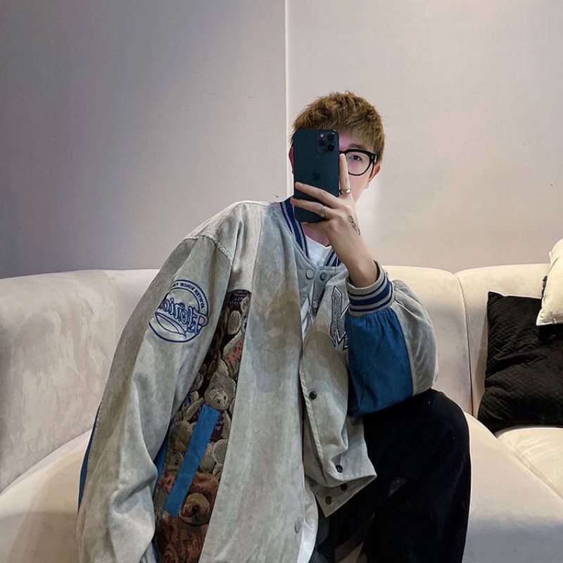 ÁO KHOÁC NGOÀI MAY HÌNH HOẠ TIẾT LOẠI ĐÓNG CÚC