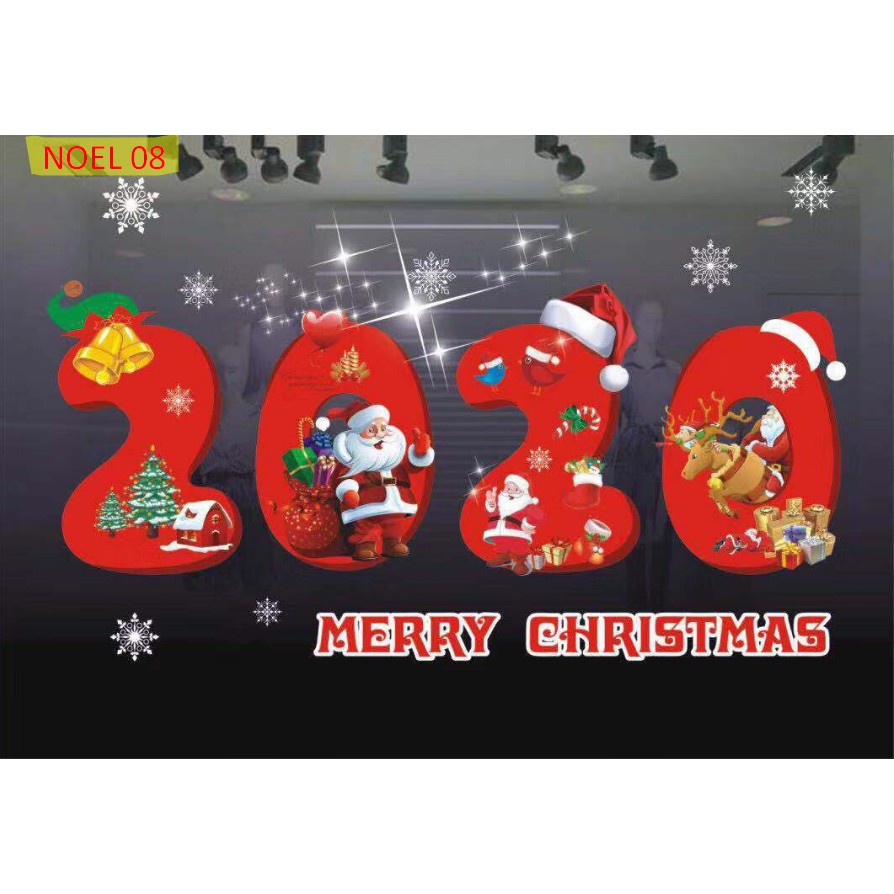 (10 MẪU) Decal trang trí cửa kính Noel Giáng Sinh Merry Christmas Năm mới 2020