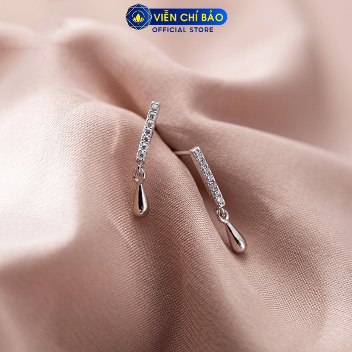 Bông tai bạc nữ giọt nước lấp lánh chất liệu bạc 925 thời trang phụ kiện trang sức nữ Viễn Chí Bảo B400293