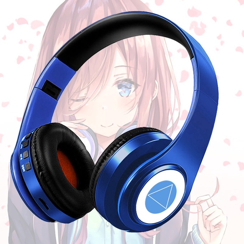 Tai nghe chụp tai bluetooth 5.0 họa tiết anime Nhật Bản Nakano Miku hóa trang dành cho điện thoại