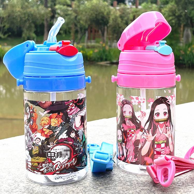 Ghosts tại chỗ, ấm đun nước trẻ em 350ml cốc nước không mùi trẻ em phim hoạt hình rơm cốc dây đeo nước giải thưởng mùa hè