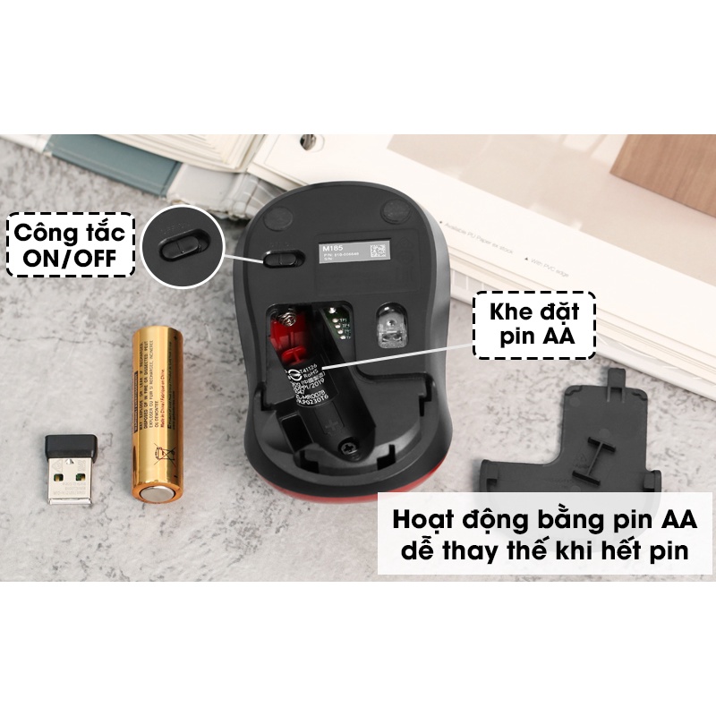 Chuột máy tính không dây Logitech nhỏ gọn M185