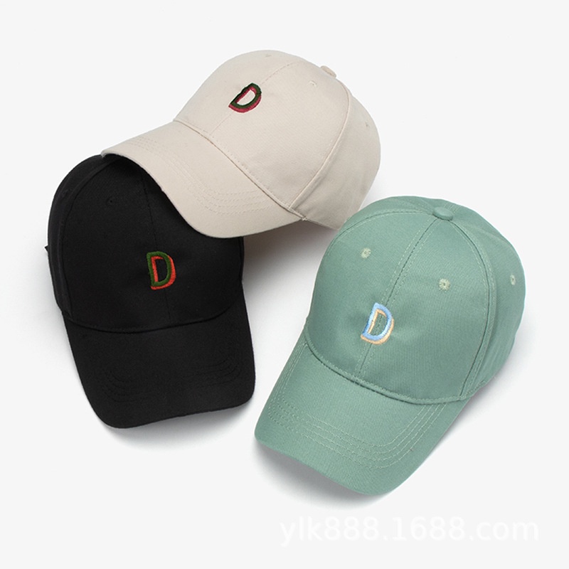 Mũ lưỡi trai thêu chữ D màu kẹo phong cách cổ điển thời trang unisex