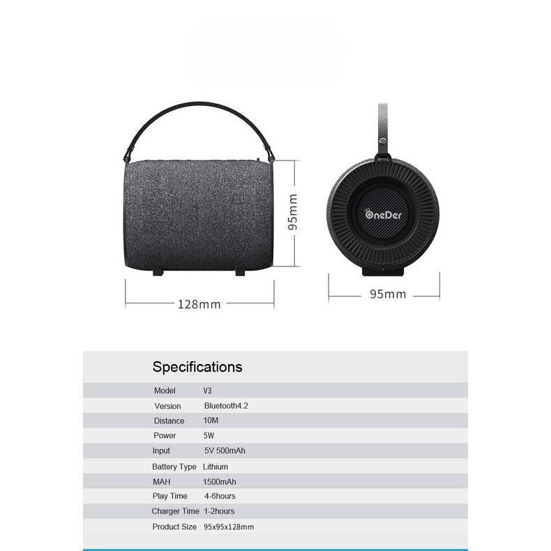 LOA BLUETOOTH ONEDER V3 KIỂU DÁNG HÌNH TRỤ