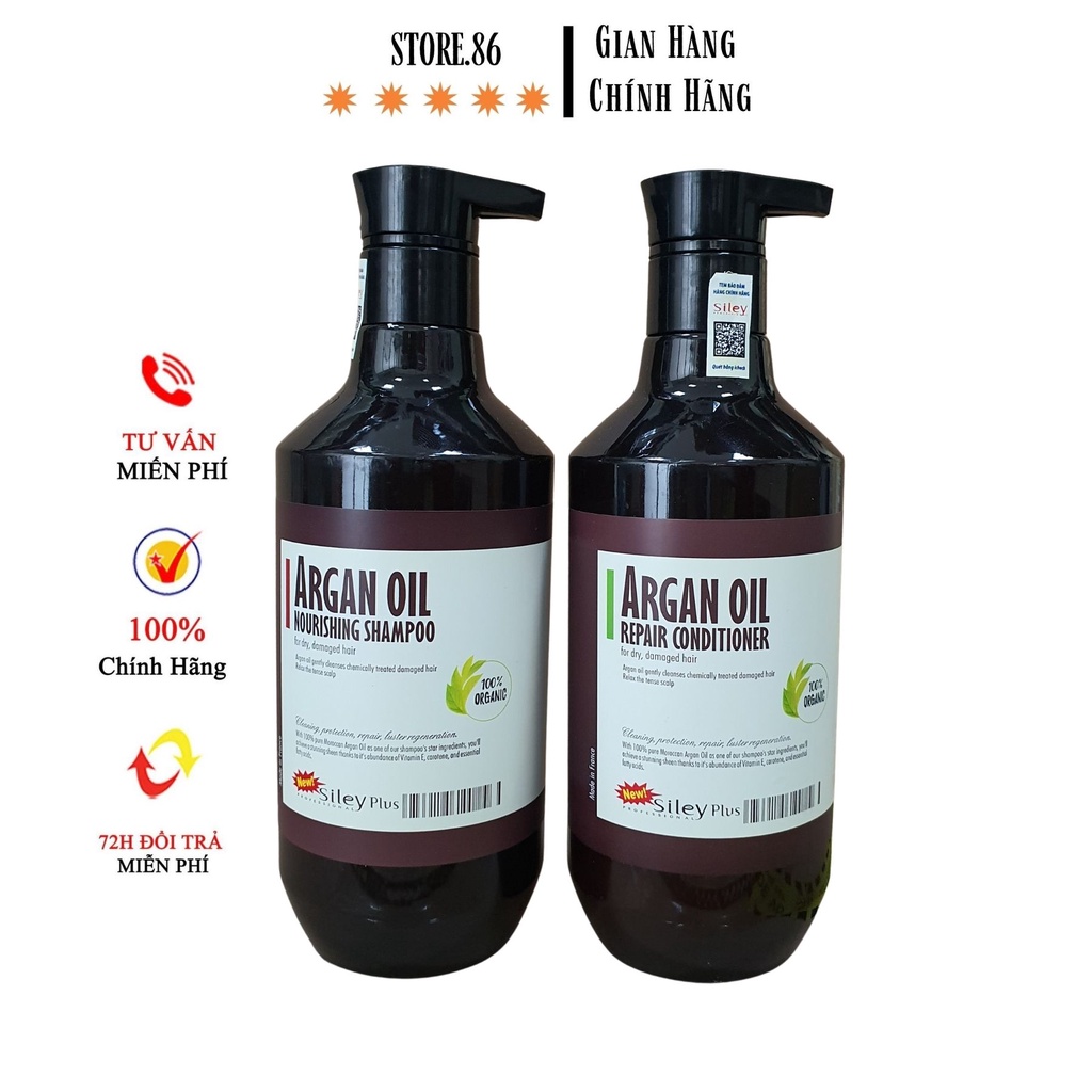 Dầu gội Siley Argan Oil dầu gội thảo dược dưỡng sinh phục hồi, ngăn rụng tóc cặp 500ml, Mỹ phẩm tóc lamanh.kosmetic