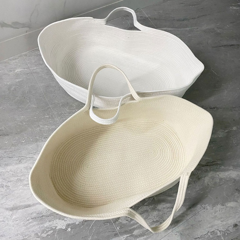 Giỏ nôi ngủ đan dây cotton đan nhỏ gọn trang trí dành cho em bé sơ sinh