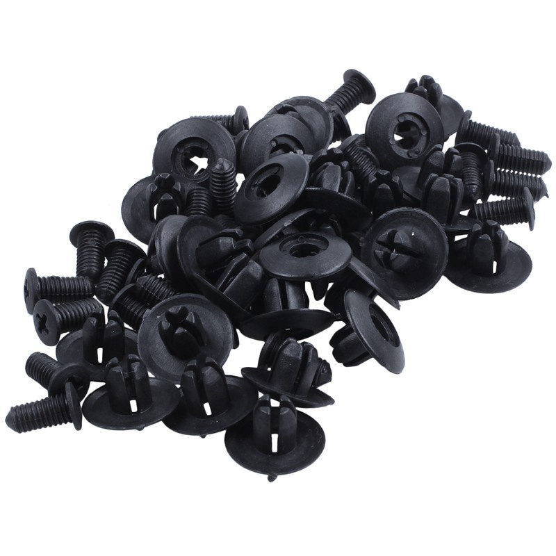 30x 8mm Auto Fender Clips Fit For Acura Honda Front Push-Type Retainer Clips Black