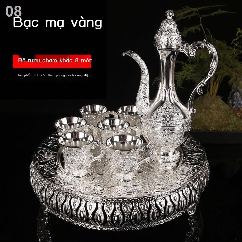 Bộ rượu cao cấp mạ vàng, ly rượu, bình ngâm ấm chén tử sa, gia dụng phong cách Châu Âu, quà tặng hay
