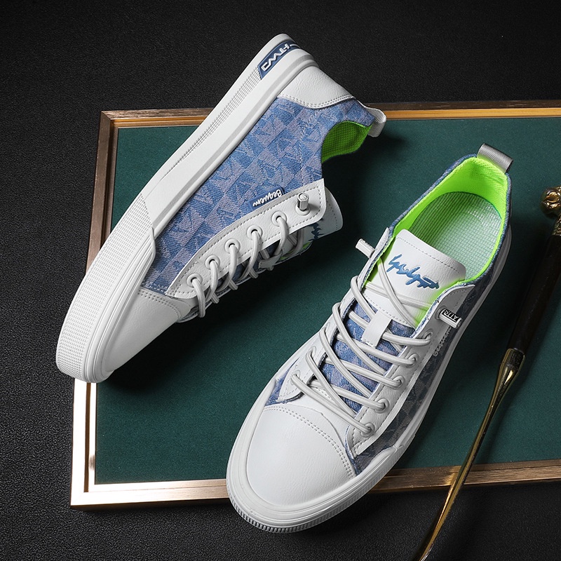 Giày Nam, Giày Sneaker Nam Vải Bò Phối Da Cao Cấp