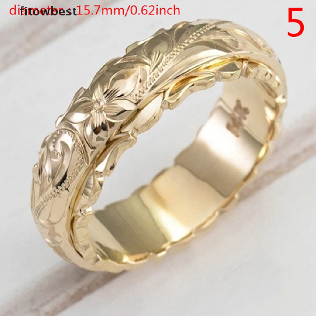 Nhẫn Mạ Vàng 14k Chạm Khắc Hoa Văn Tinh Tế Cho Nữ