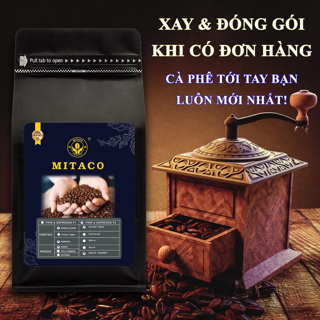 Cà phê nguyên chất Hảo Hạng F2 MITACO COFFEE (Gói 500g)