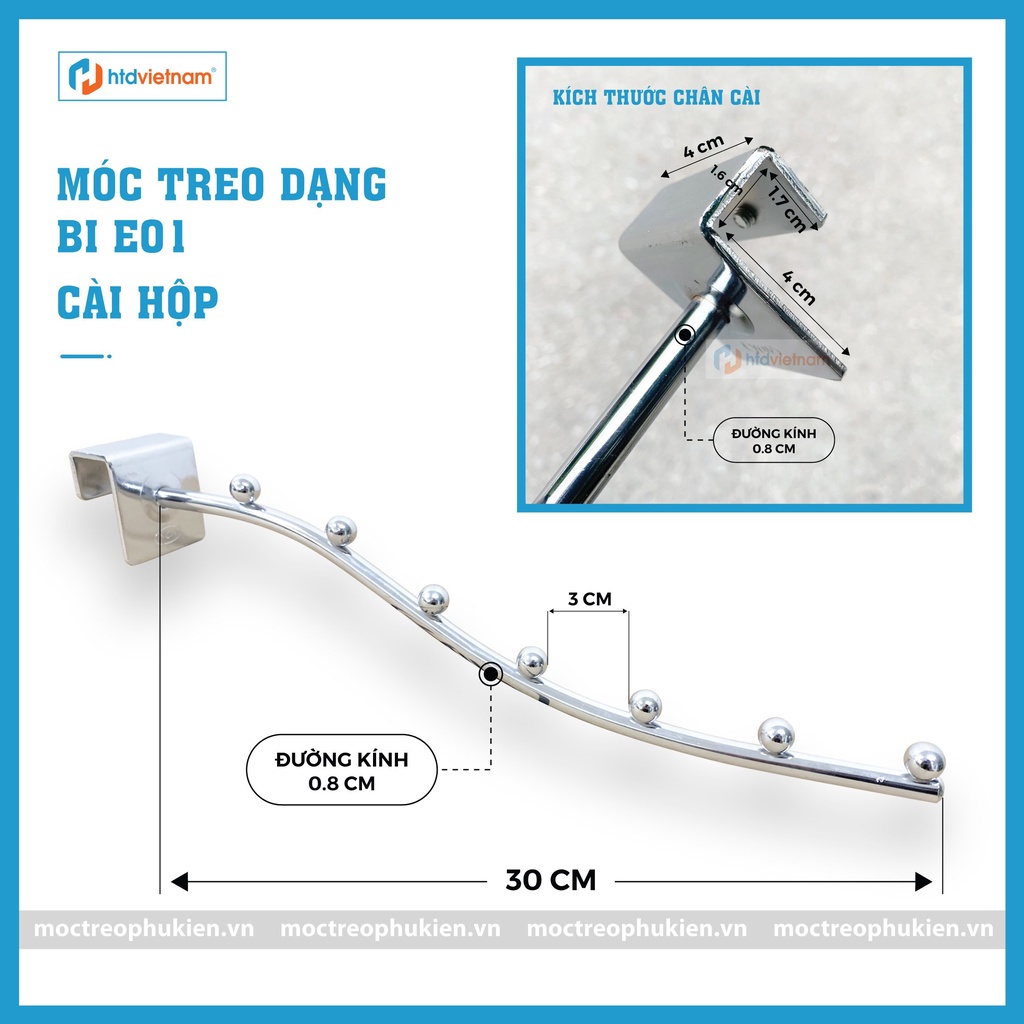 MÓC TREO QUẦN ÁO 7 BI CÀI HỘP INOX E01