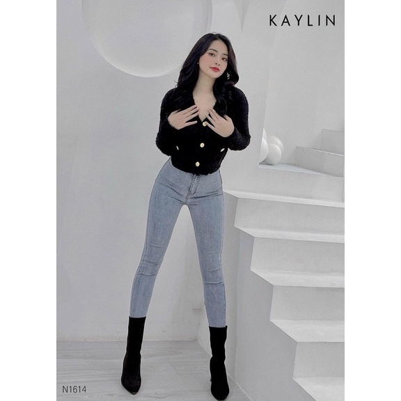 Áo khoác len cadigan lông 2 túi khuy to hàng QC đẹp