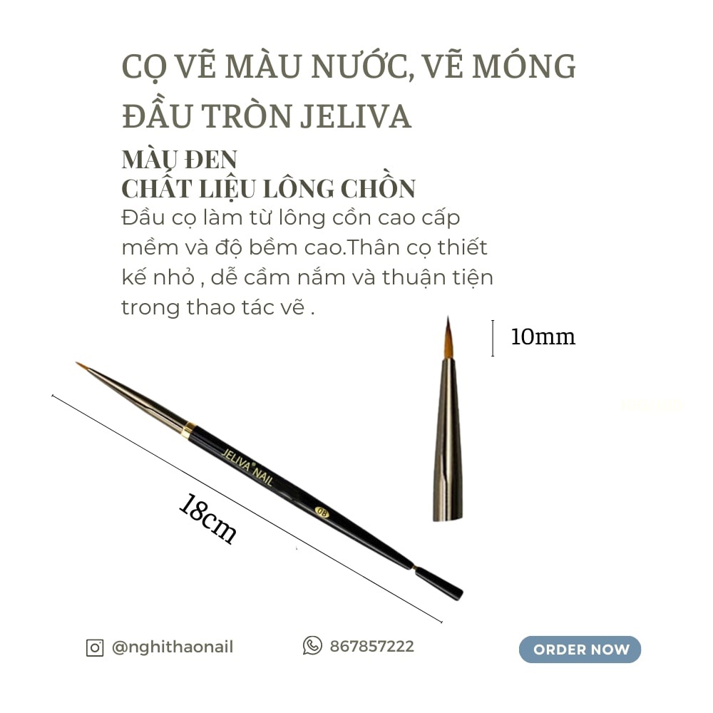 Cọ vẽ màu nước đầu tròn Jeliva số 08