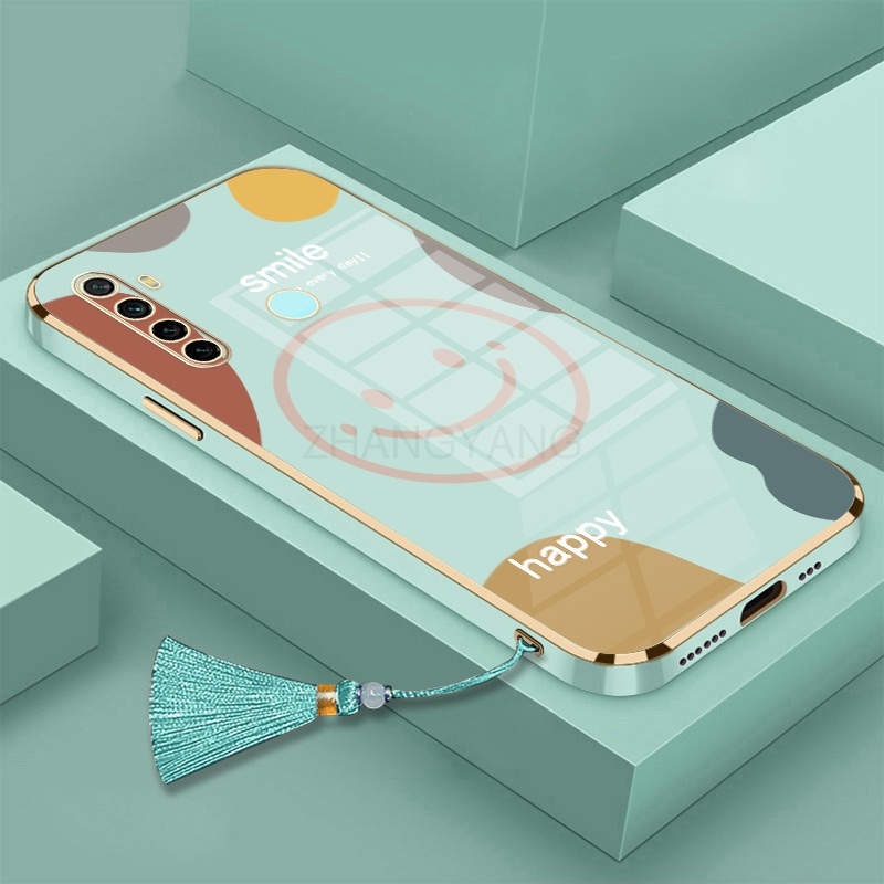 Ốp Điện Thoại TPU Silicon Mạ Điện Phối Dây Tua Rua Hình Mặt Cười Cho Redmi note 8