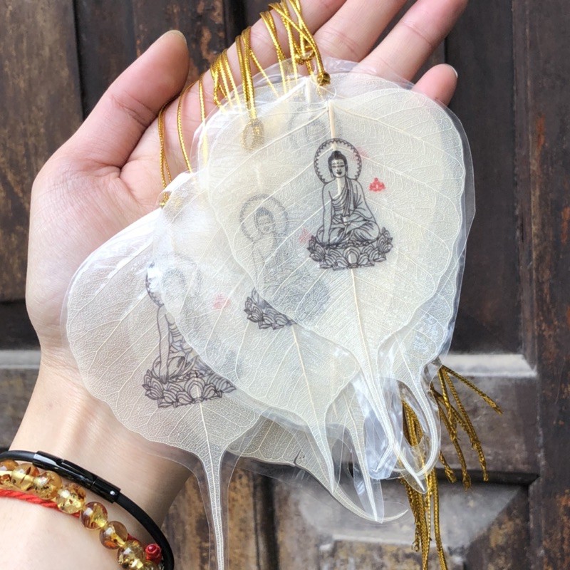  Lá Bồ Đề Trắng có dây treo xe ô tô - Bình an, may mắn