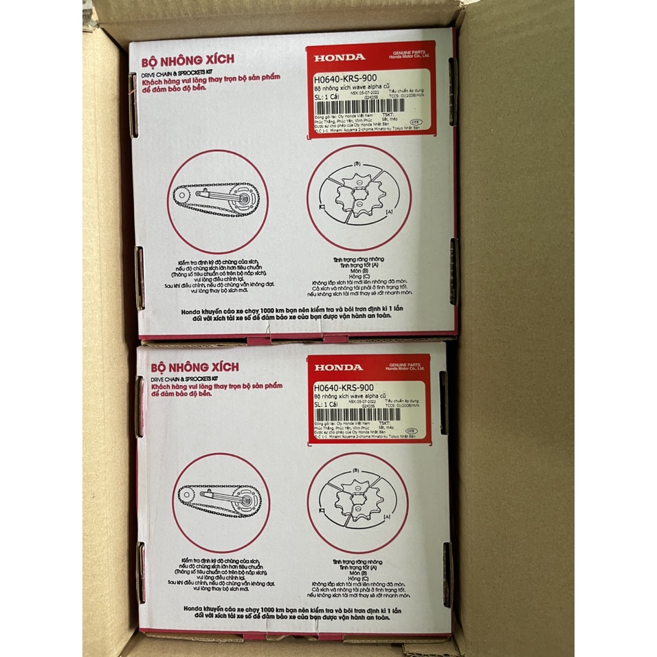 Bộ Nhông xích - Bộ nhông sên HONDA SUPPER DREAM 100, WAVE Anlpha đời Cũ. H0640KRS900
